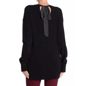 EQUIPMENT 100% Cashmere Femme Gafton Sweater Silk Tie Back Polka Dot